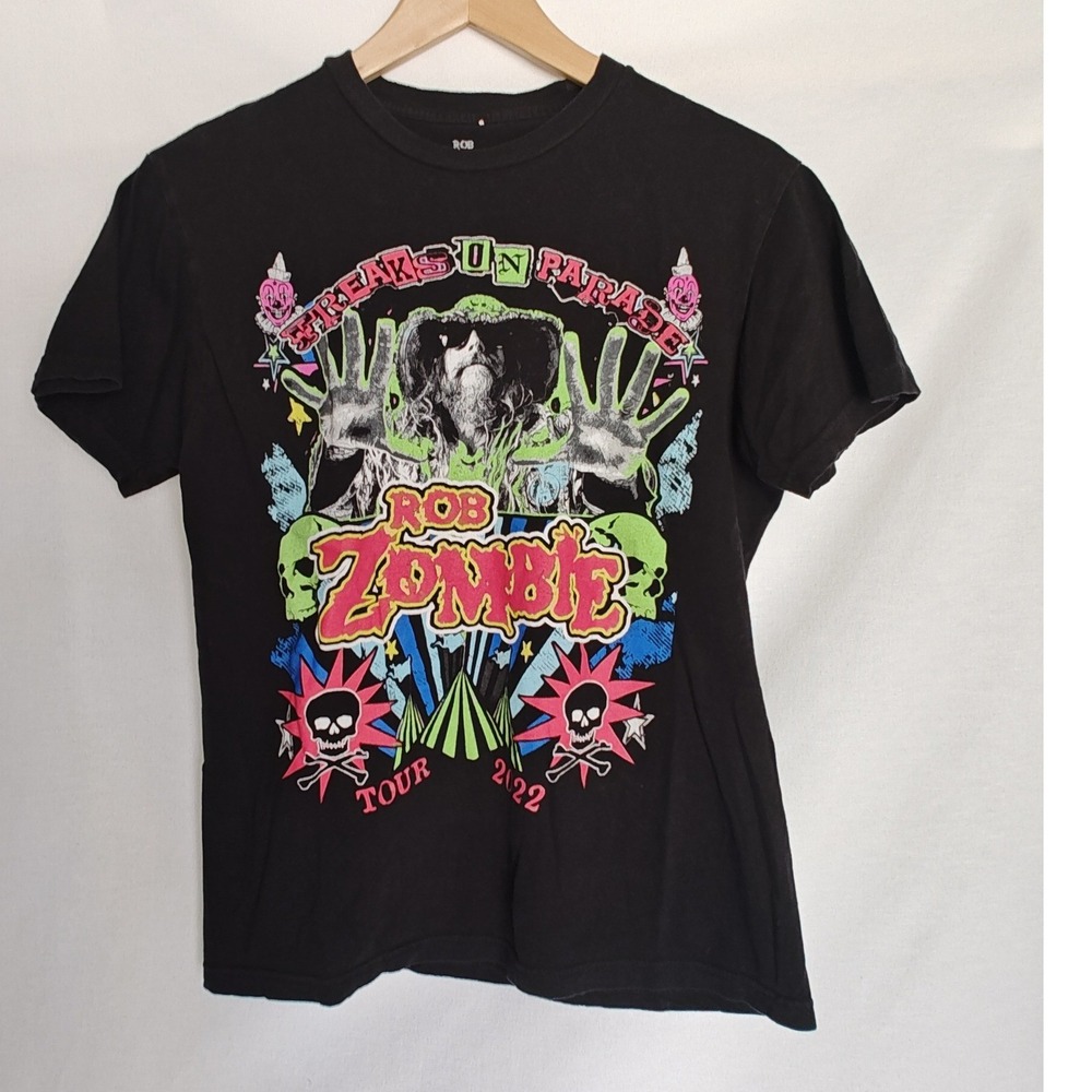 Rob Zombie Freaks on Parade Tour 2022‎ T-Shirt Mens Small Black Graphic Band Tee
